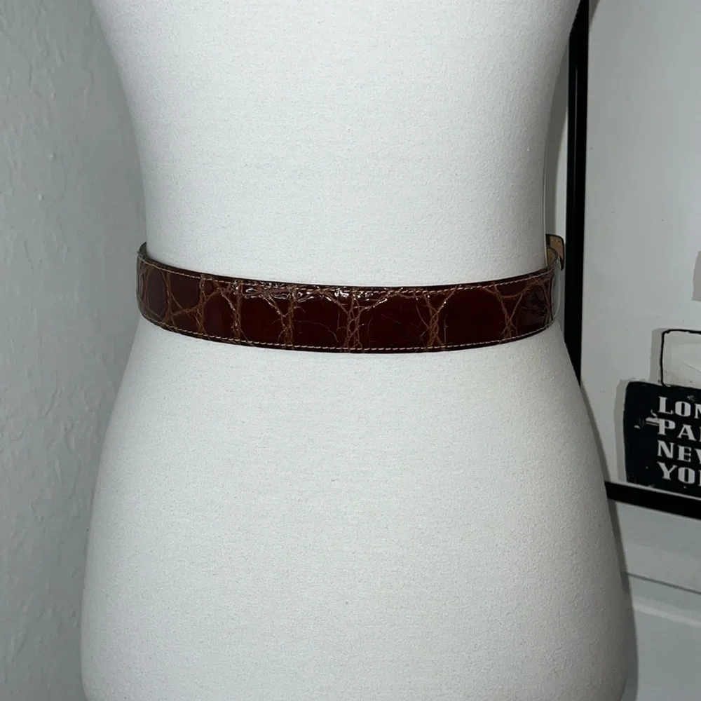WCM Brown Leather Reptile Print Belt Size S